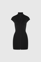 Women's mock neck hook-front bodycon mini dress