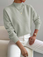 Women's mock-neck sweatshirt with ribbed trim