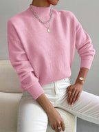Women's mock-neck sweatshirt with ribbed trim