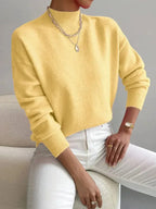 Women's mock-neck sweatshirt with ribbed trim