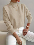 Women's mock-neck sweatshirt with ribbed trim