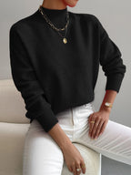 Women's mock-neck sweatshirt with ribbed trim