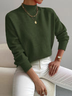 Women's mock-neck sweatshirt with ribbed trim