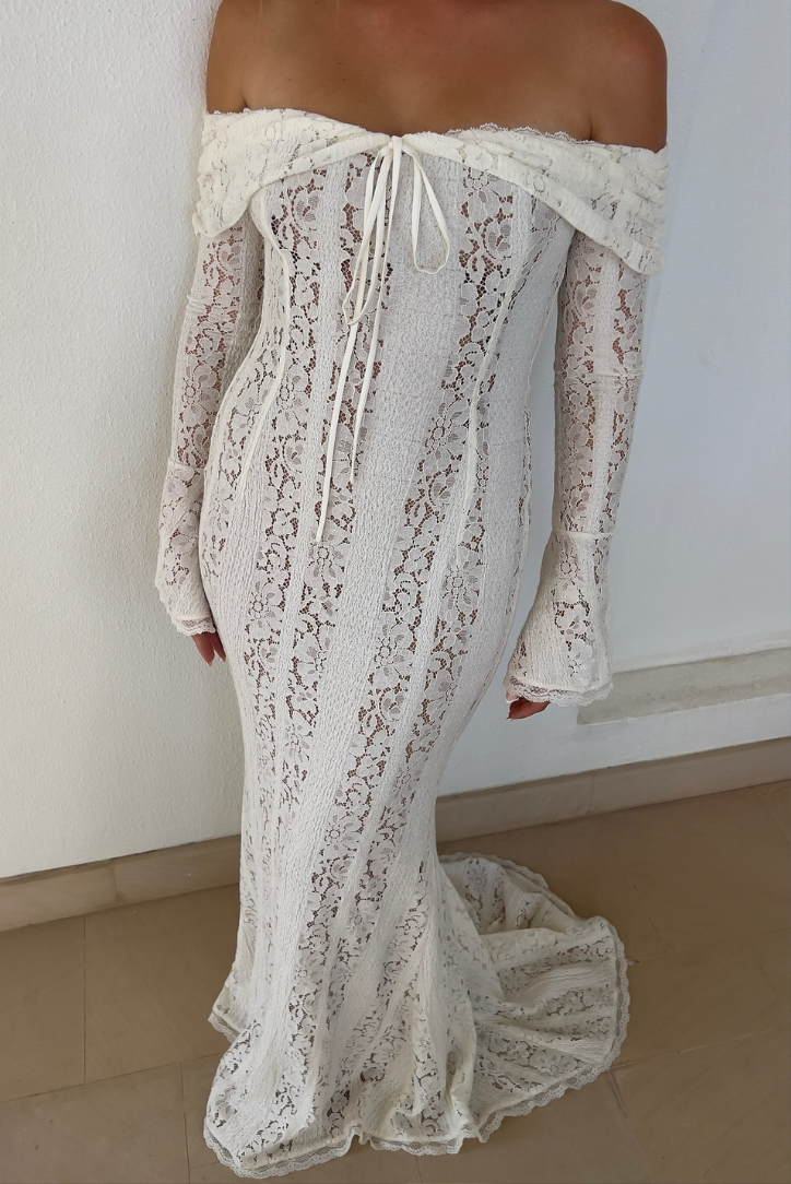 Women's lace maxi wedding guest dress