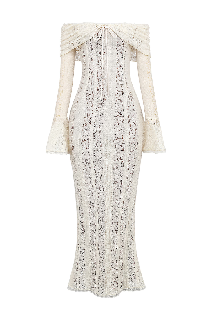 Women's lace maxi wedding guest dress
