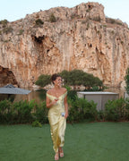 Women's off-shoulder satin maxi wedding guest dress