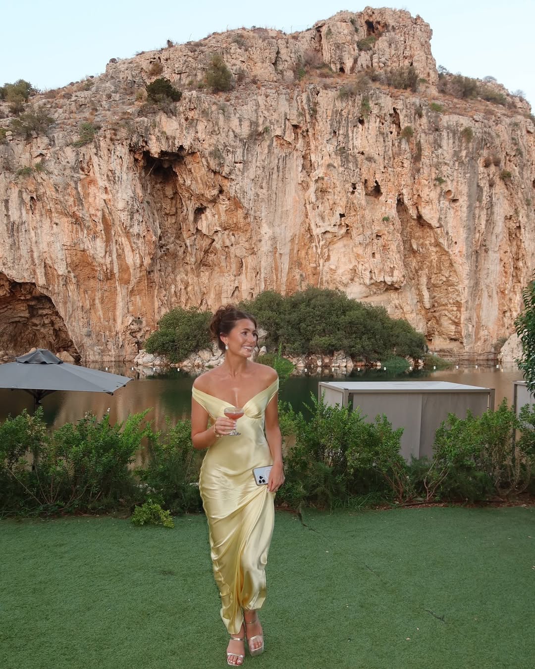 Women's off-shoulder satin maxi wedding guest dress