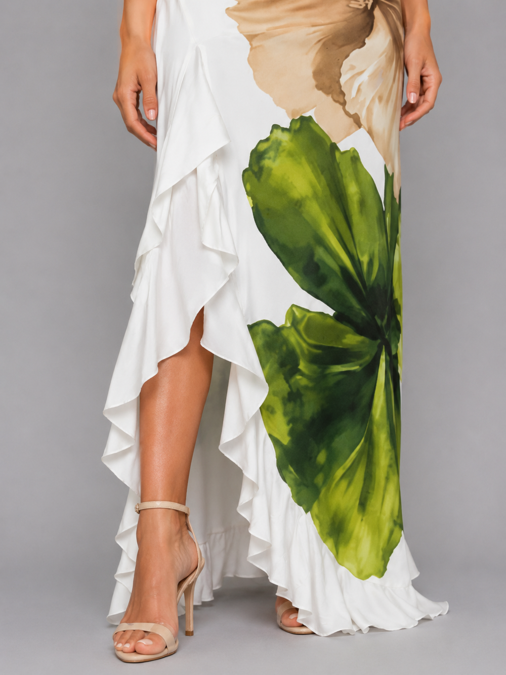 Women's one-shoulder floral maxi wedding guest dress