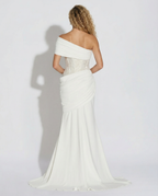 Women's one-shoulder ruched maxi wedding dress