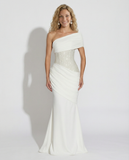 Women's one-shoulder ruched maxi wedding dress