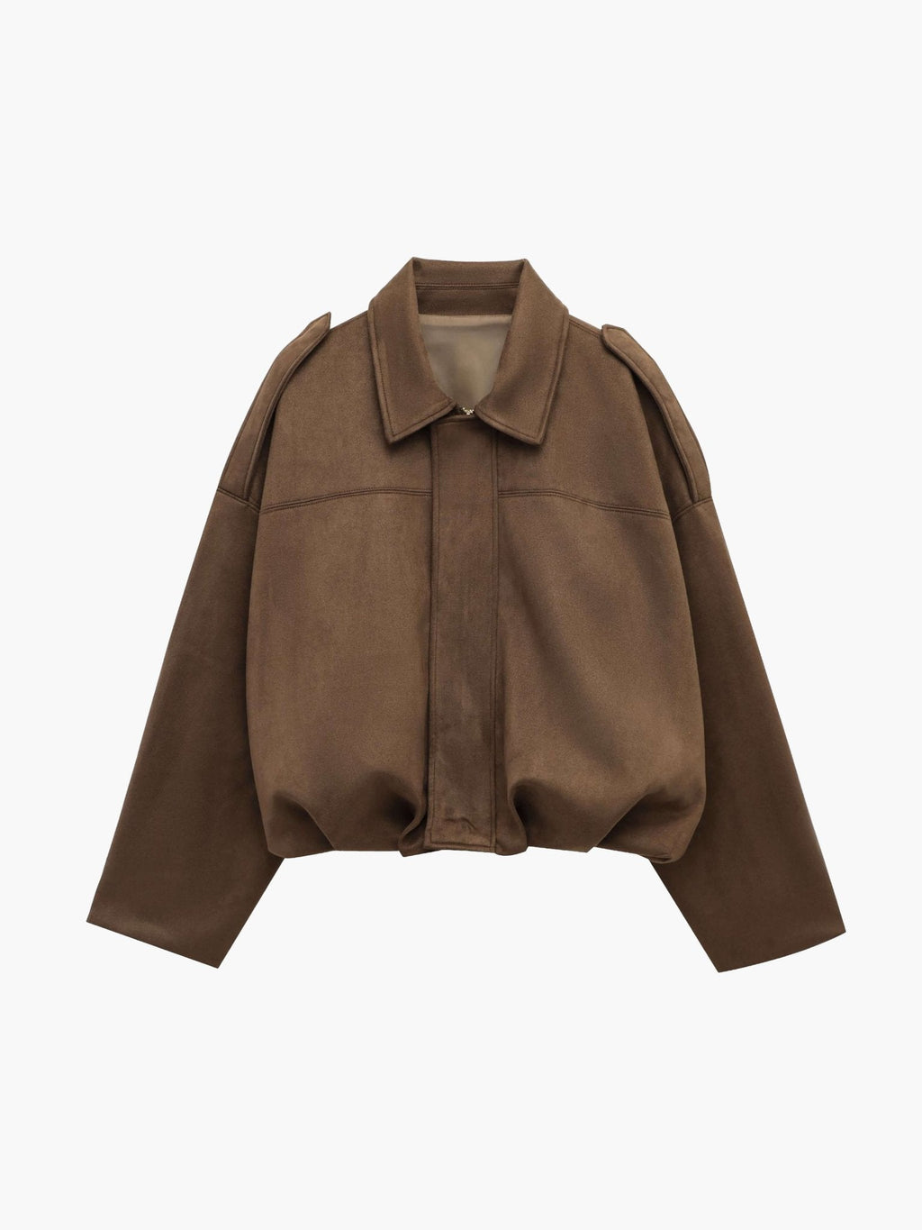 Women's oversized collared bomber jacket with zip front