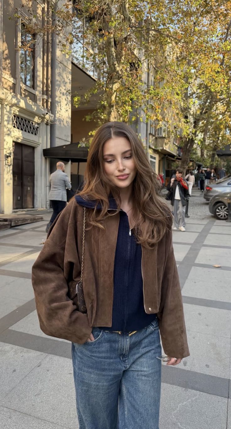 Women's oversized collared bomber jacket with zip front