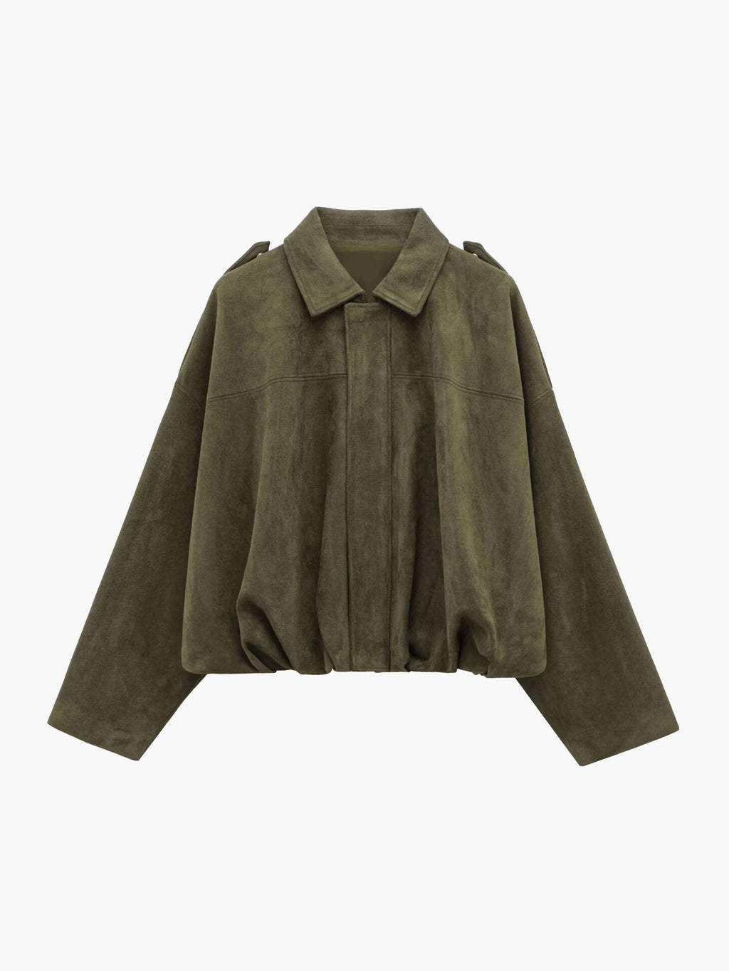 Women's oversized collared bomber jacket with zip front