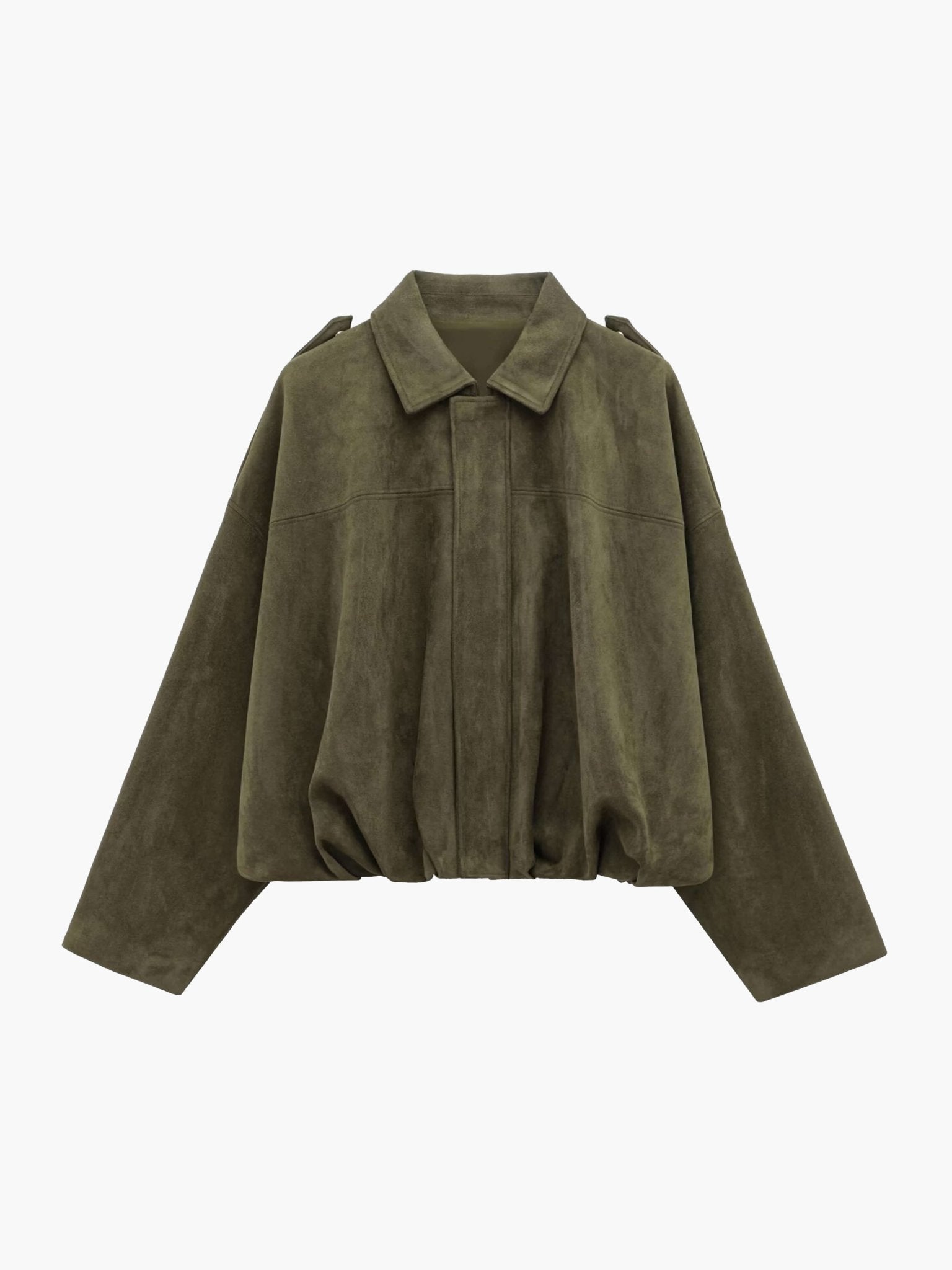 Women's oversized collared bomber jacket with zip front