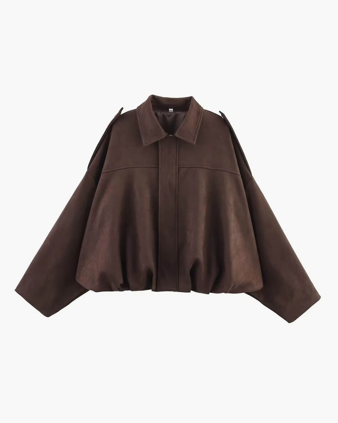 Women's oversized collared bomber jacket with zip front