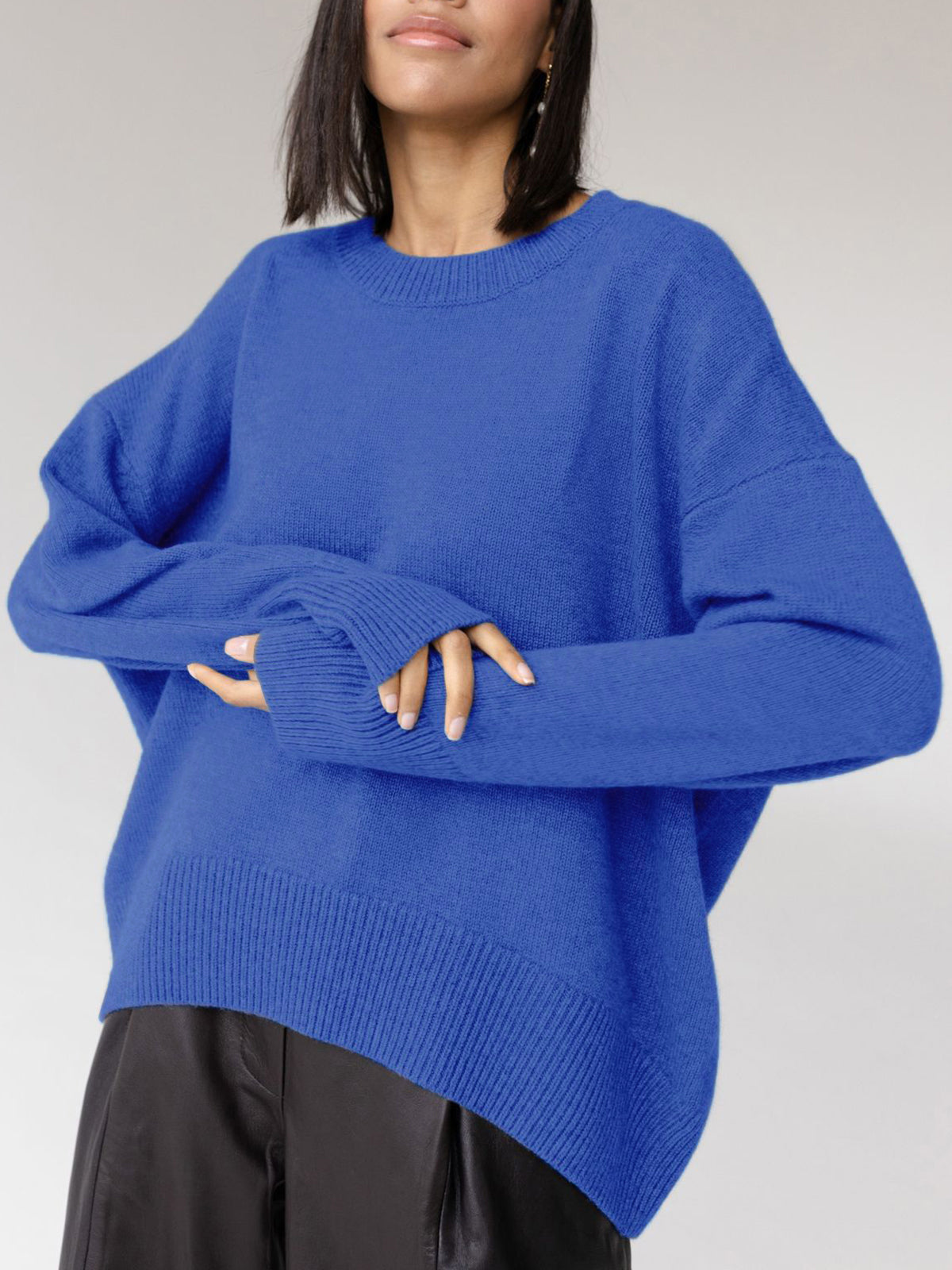 Women's oversized crewneck knit sweater