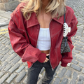 Women's oversized jacket with dropped shoulders and zip fastening