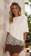Women's oversized lace hem crop top