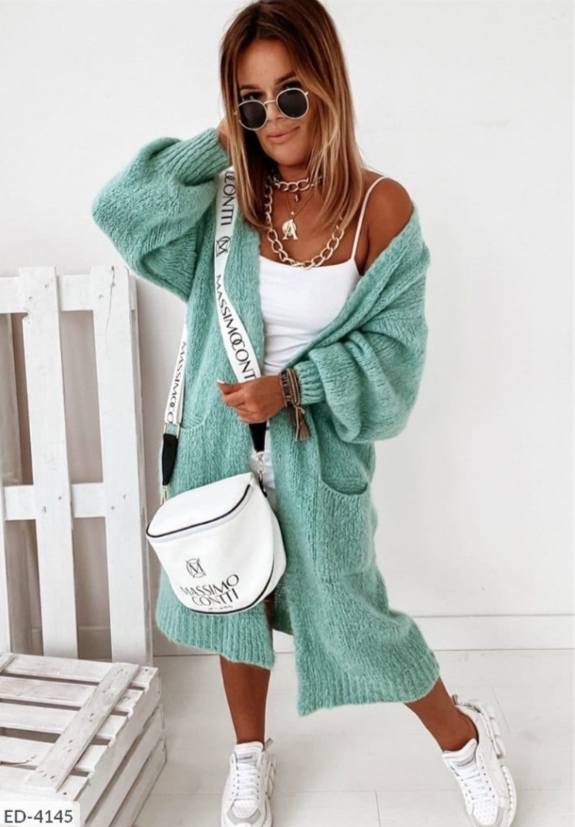 Women's oversized longline open-front cardigan
