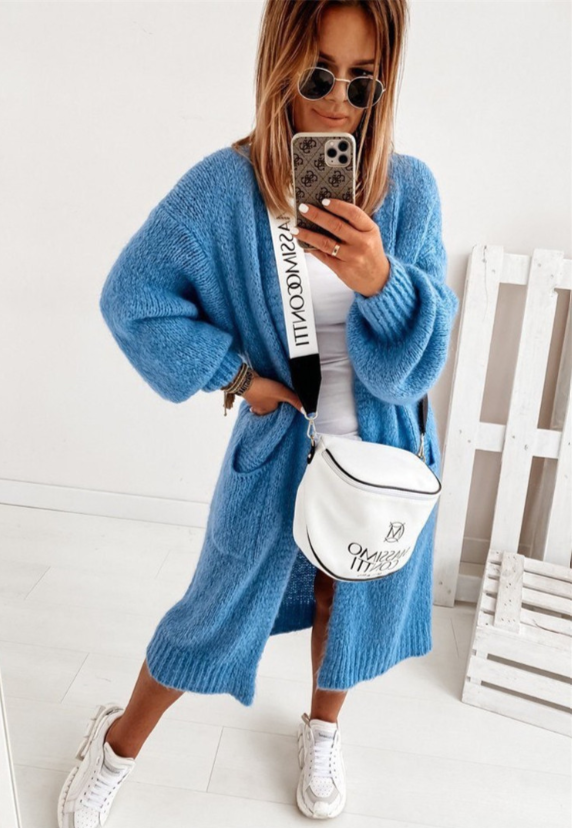 Women's oversized longline open-front cardigan