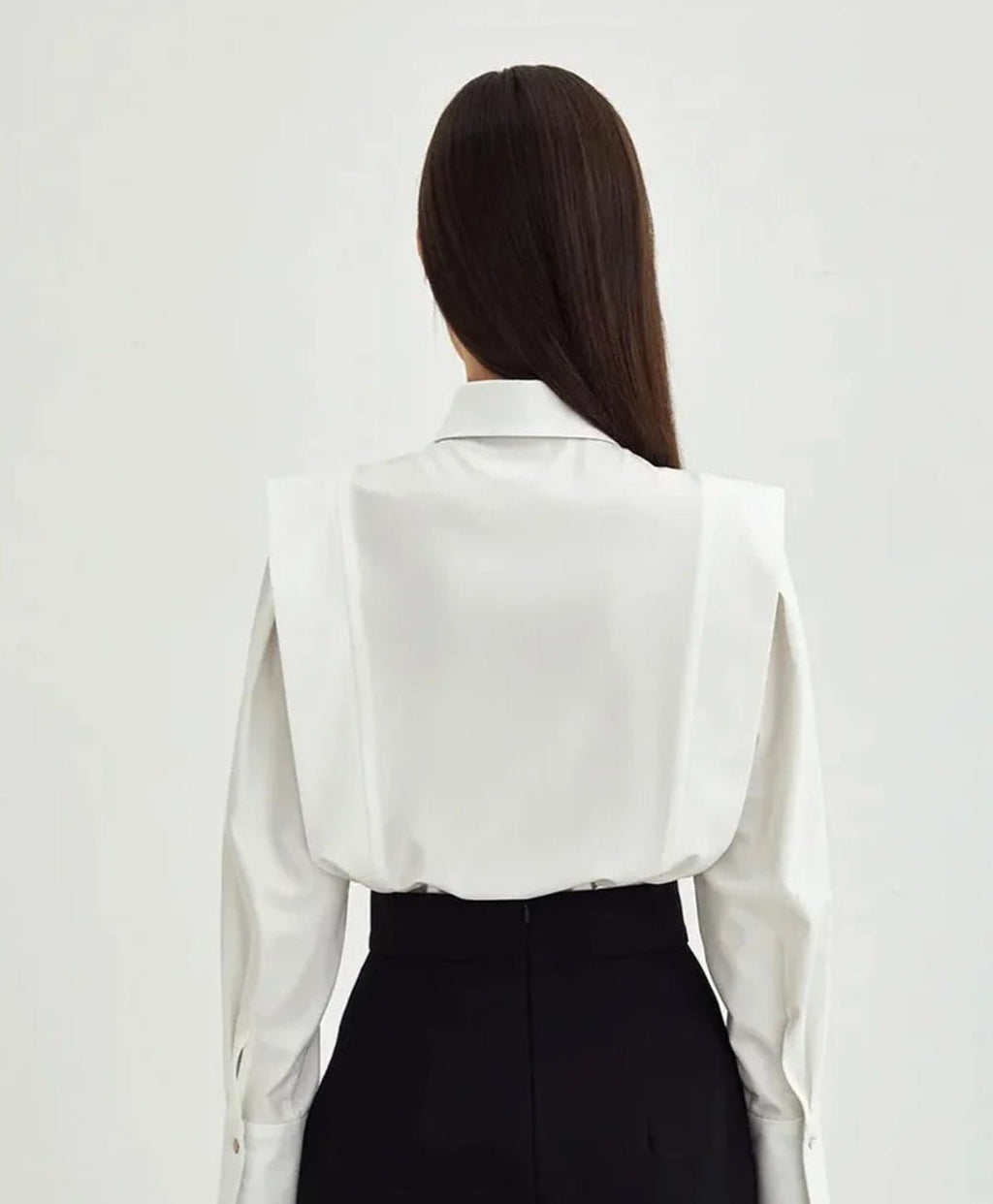 Women's oversized square collar button-down office blouse
