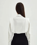 Women's oversized square collar button-down office blouse