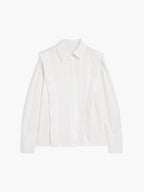 Women's oversized square collar button-down office blouse