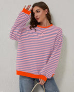 Women's oversized striped pullover