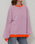 Women's oversized striped pullover