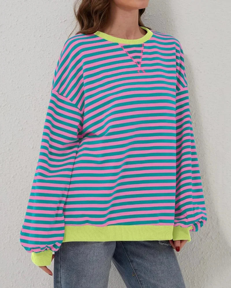 Women's oversized striped pullover