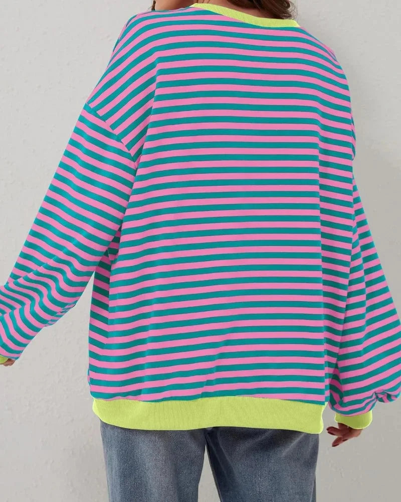 Women's oversized striped pullover