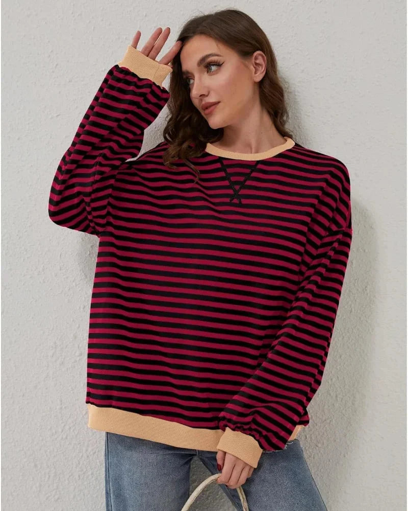 Women's oversized striped pullover
