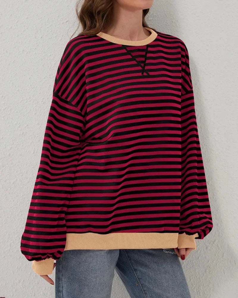 Women's oversized striped pullover