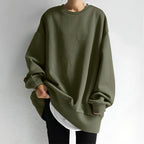 Women's oversized sweater with dropped shoulders and crew neck