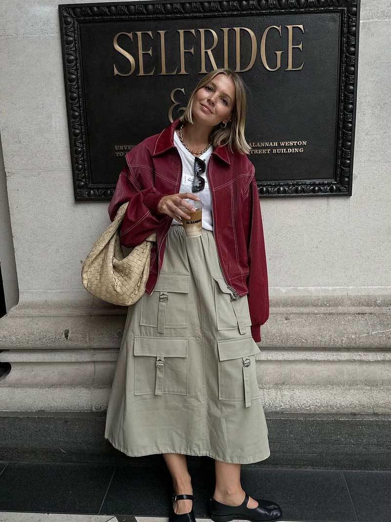 Women's oversized zip-up bomber jacket with contrast stitching