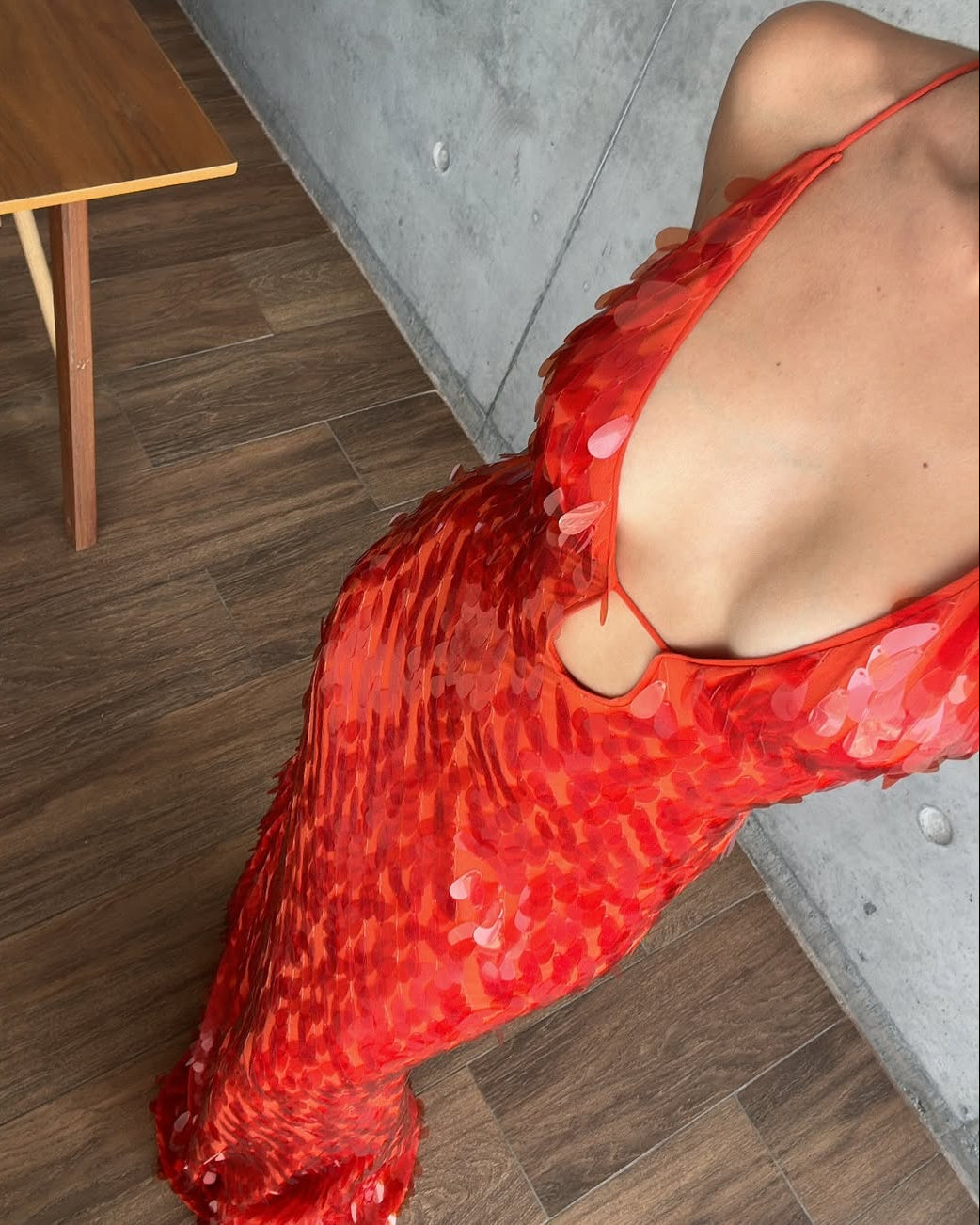 Women's paillette sequin open-back maxi formal dress