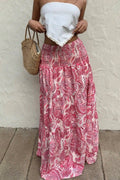 Women's paisley print tiered maxi skirt
