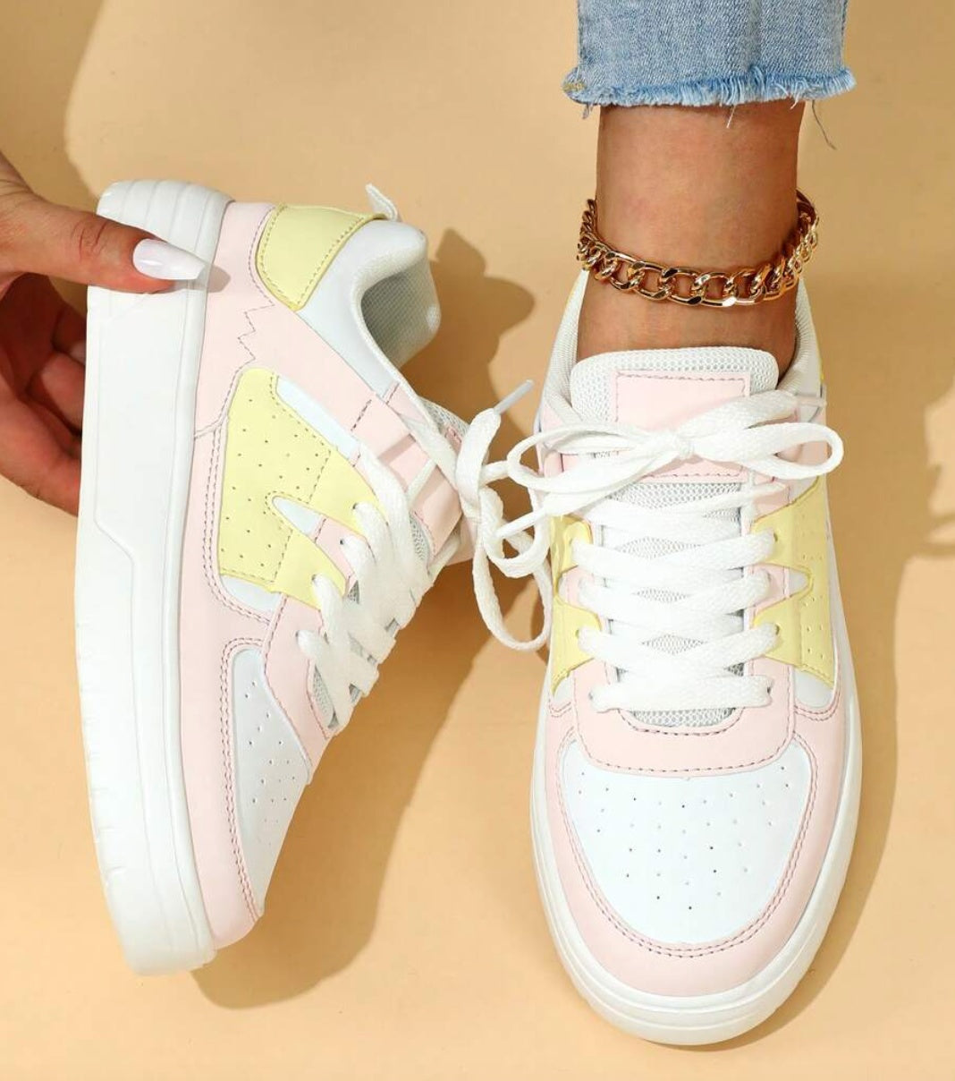 Women's platform sneakers with lace-up front