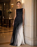 Women's pleated ombre maxi evening dress