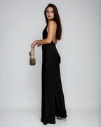 Women's pleated two-piece set with wide-leg trousers