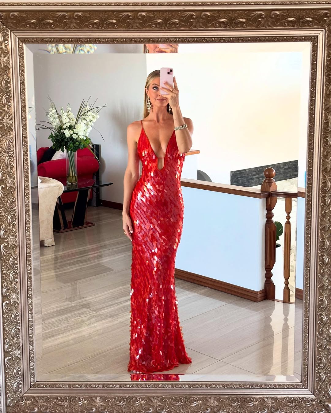 Women's open back sequin maxi cocktail dress