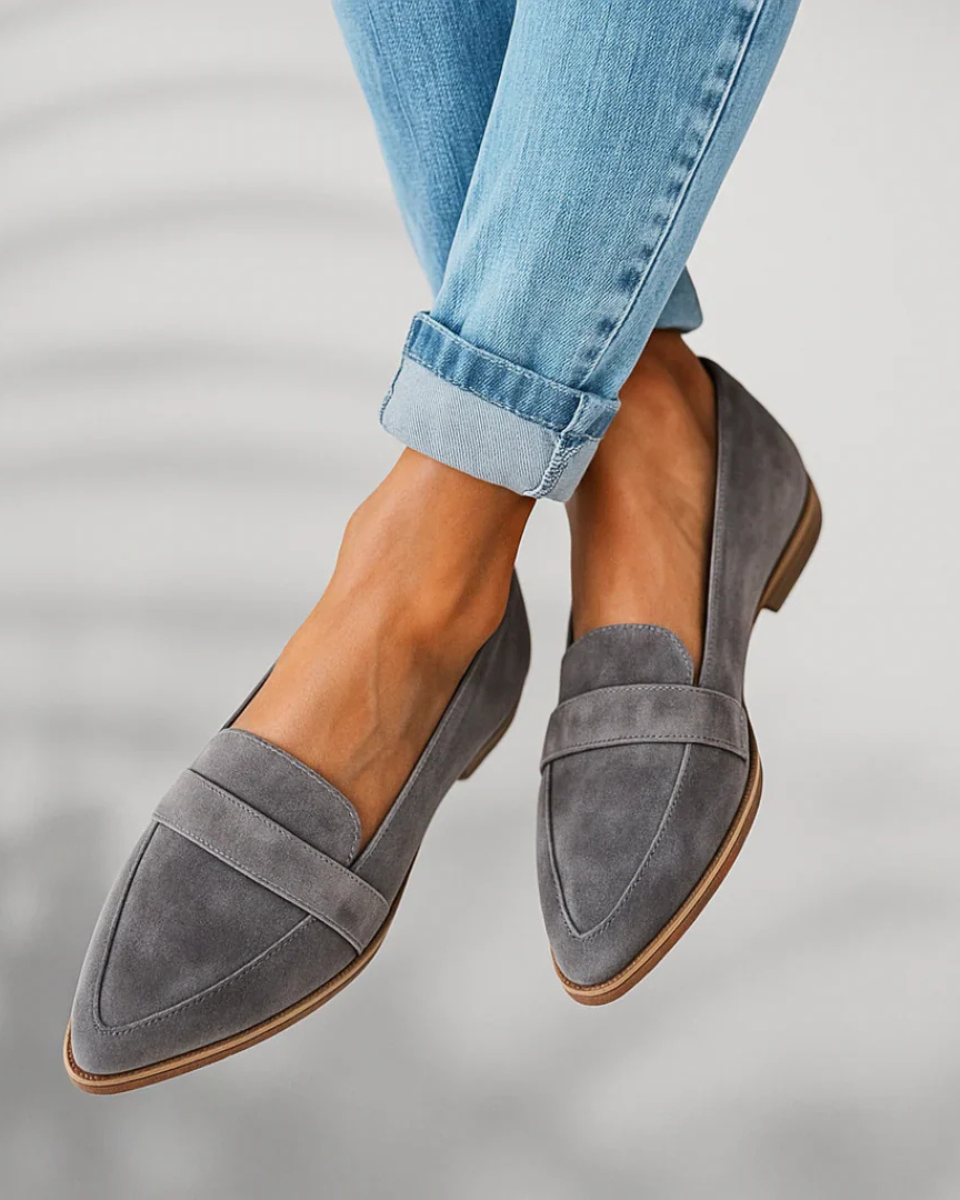 Women's pointed toe penny strap slip-on loafers