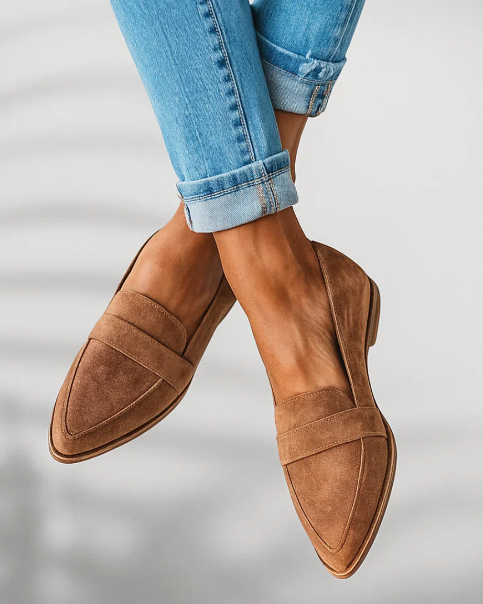 Women's pointed toe penny strap slip-on loafers