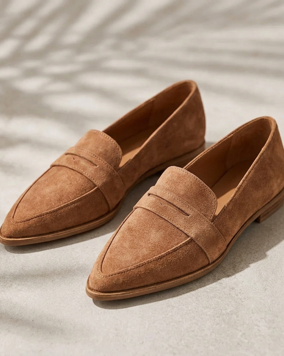 Women's pointed toe penny strap slip-on loafers