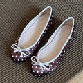Women's polka dot bow ballet flats with contrast trim