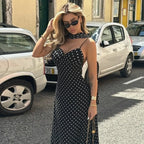 Women's polka dot sweetheart maxi summer dress
