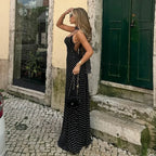Women's polka dot sweetheart maxi summer dress