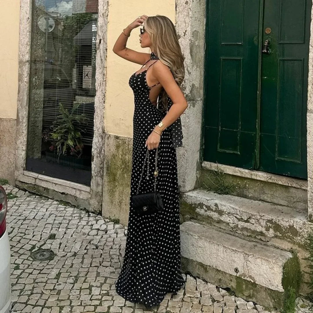 Women's polka dot sweetheart maxi summer dress