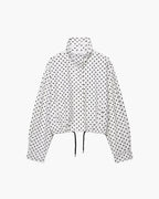 Women's polka dot turtleneck jacket with ruffle sleeves