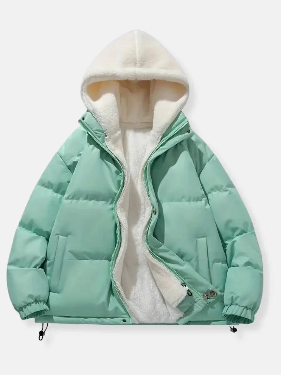 Women's puffer jacket with hood and soft lining